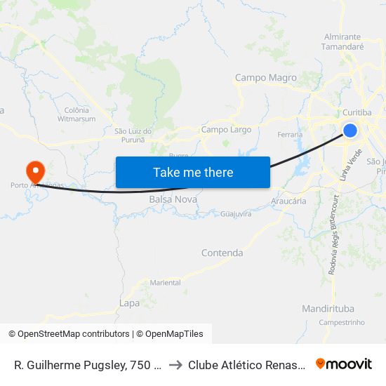R. Guilherme Pugsley, 750 - Largo Doutor Acir Mullinari to Clube Atlético Renascença (Estádio João C.) map