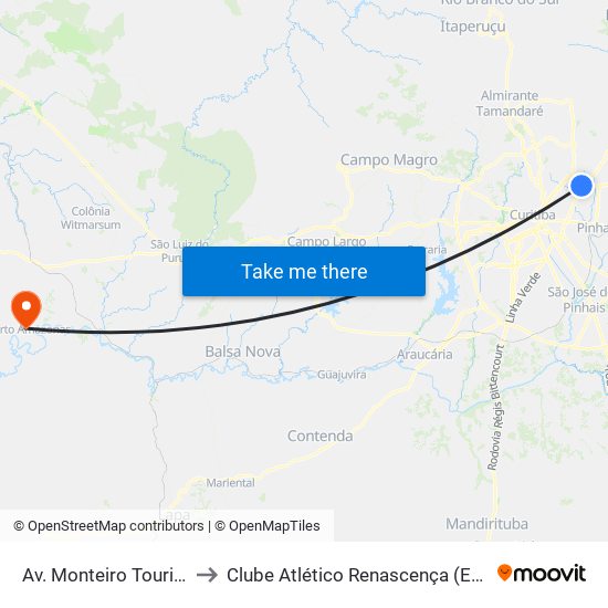 Av. Monteiro Tourinho, 1599 to Clube Atlético Renascença (Estádio João C.) map