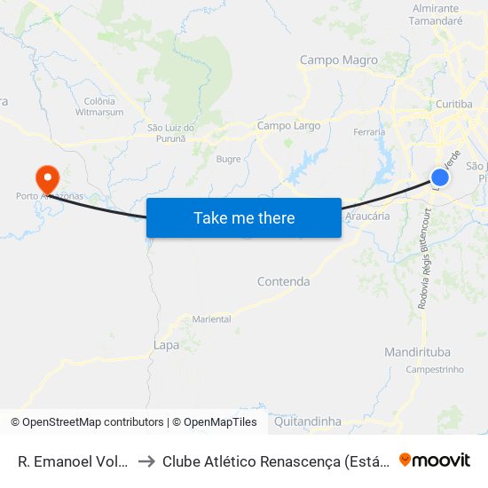 R. Emanoel Voluz, 284 to Clube Atlético Renascença (Estádio João C.) map