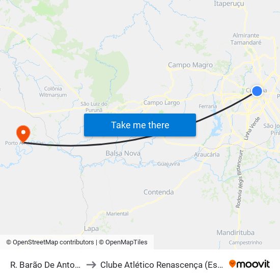 R. Barão De Antonina, 528 to Clube Atlético Renascença (Estádio João C.) map