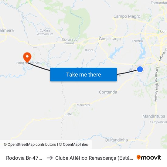 Rodovia Br-476, 5660 to Clube Atlético Renascença (Estádio João C.) map