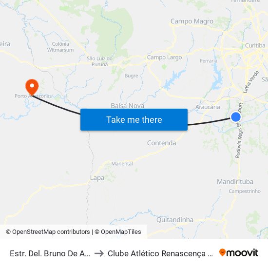 Estr. Del. Bruno De Almeida, 3986 to Clube Atlético Renascença (Estádio João C.) map