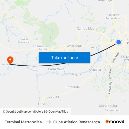 Terminal Metropolitano Guadalupe to Clube Atlético Renascença (Estádio João C.) map