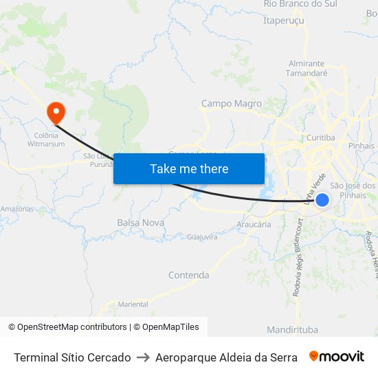 Terminal Sítio Cercado to Aeroparque Aldeia da Serra map