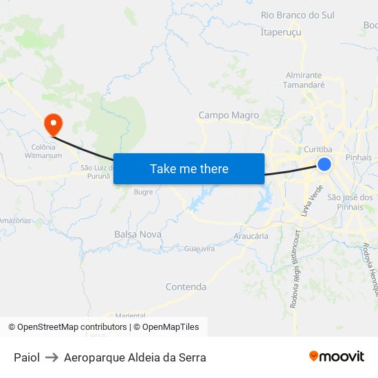 Paiol to Aeroparque Aldeia da Serra map