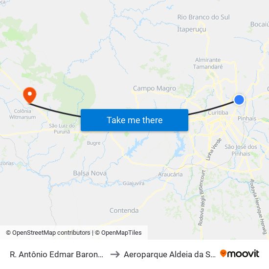 R. Antônio Edmar Barone, 30 to Aeroparque Aldeia da Serra map