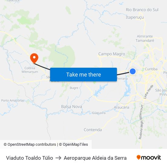 Viaduto Toaldo Túlio to Aeroparque Aldeia da Serra map