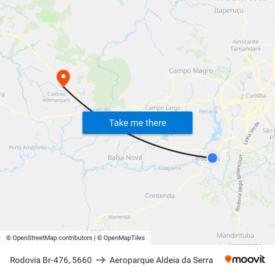 Rodovia Br-476, 5660 to Aeroparque Aldeia da Serra map