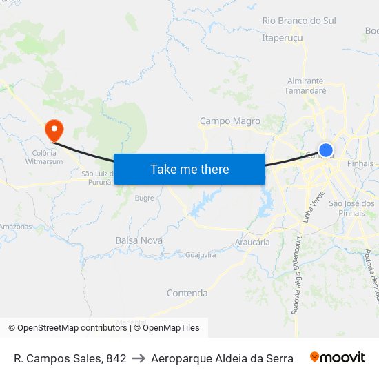 R. Campos Sales, 842 to Aeroparque Aldeia da Serra map