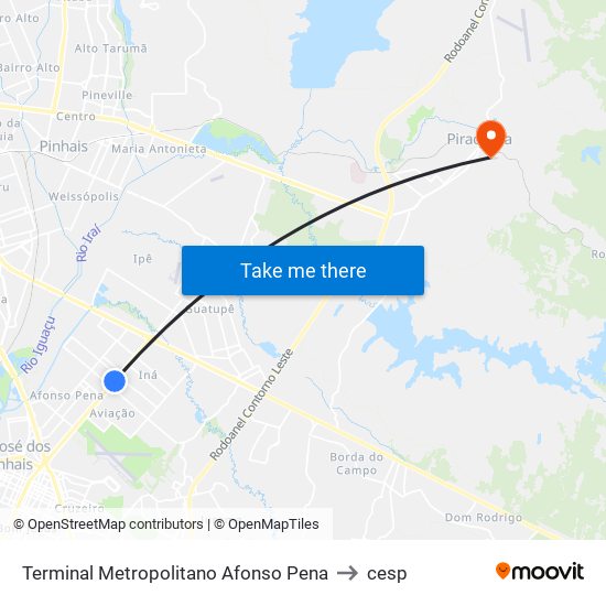 Terminal Metropolitano Afonso Pena to cesp map