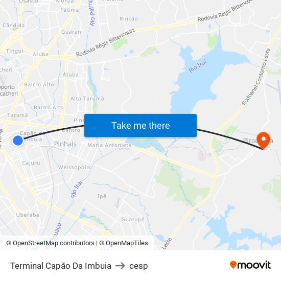 Terminal Capão Da Imbuia to cesp map