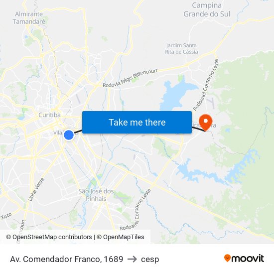 Av. Comendador Franco, 1689 to cesp map