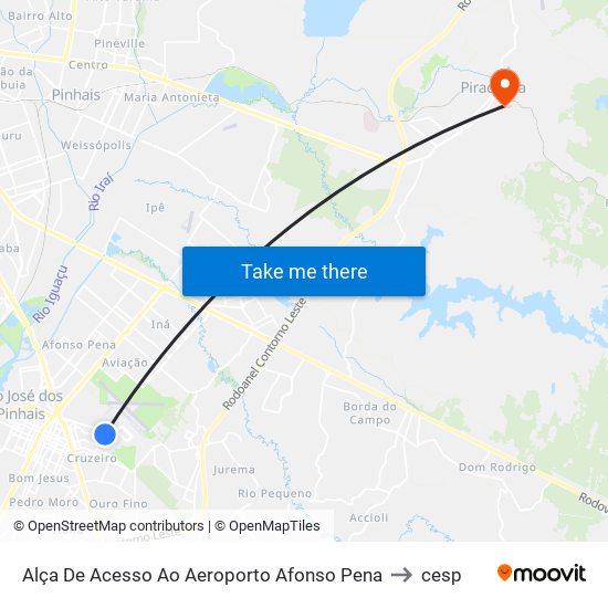 Alça De Acesso Ao Aeroporto Afonso Pena to cesp map