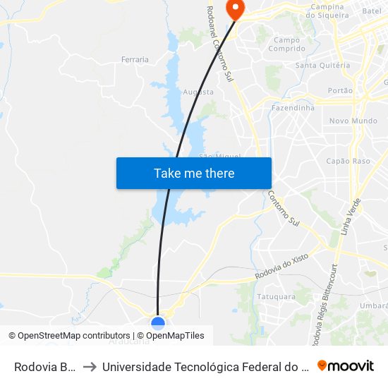 Rodovia Br-476, 5660 to Universidade Tecnológica Federal do Paraná (UTFPR) - Campus Ecoville map