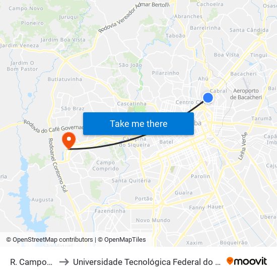 R. Campos Sales, 842 to Universidade Tecnológica Federal do Paraná (UTFPR) - Campus Ecoville map