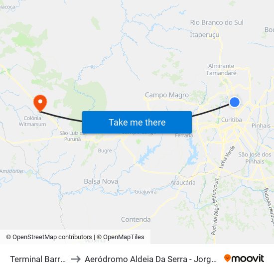 Terminal Barreirinha to Aeródromo Aldeia Da Serra - Jorge Luiz Stocco map