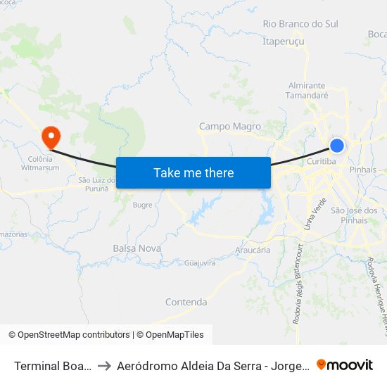 Terminal Boa Vista to Aeródromo Aldeia Da Serra - Jorge Luiz Stocco map