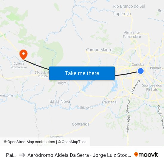 Paiol to Aeródromo Aldeia Da Serra - Jorge Luiz Stocco map