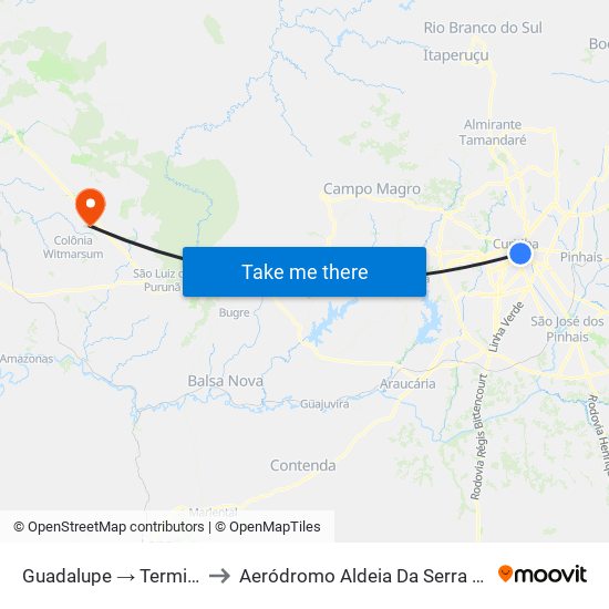 Guadalupe → Terminal Boqueirão to Aeródromo Aldeia Da Serra - Jorge Luiz Stocco map