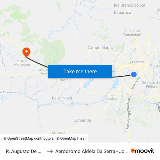 R. Augusto De Mari, 3865 to Aeródromo Aldeia Da Serra - Jorge Luiz Stocco map