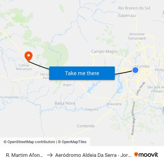 R. Martim Afonso, 2900 to Aeródromo Aldeia Da Serra - Jorge Luiz Stocco map