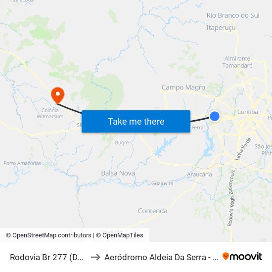 Rodovia Br 277 (Do Café), 5245 to Aeródromo Aldeia Da Serra - Jorge Luiz Stocco map