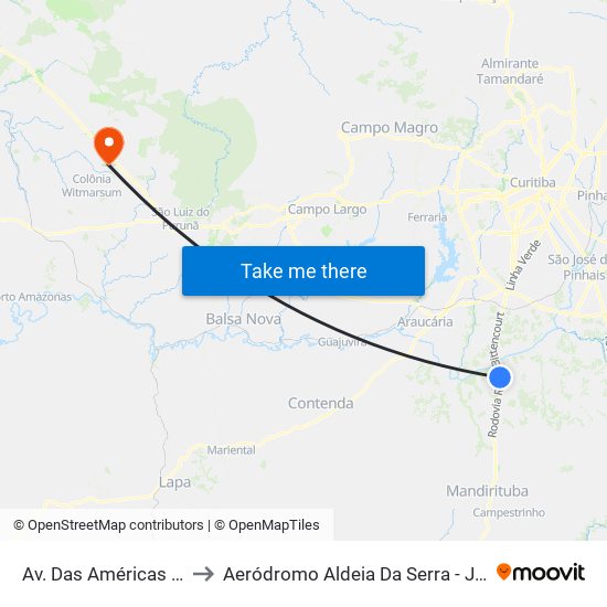 Av. Das Américas / R. Jatobá to Aeródromo Aldeia Da Serra - Jorge Luiz Stocco map