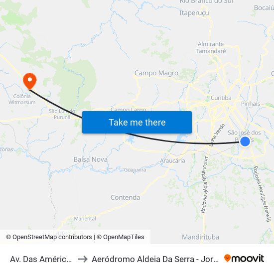 Av. Das Américas, 1111 to Aeródromo Aldeia Da Serra - Jorge Luiz Stocco map