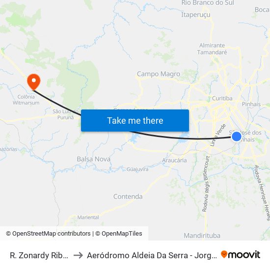 R. Zonardy Ribas, 750 to Aeródromo Aldeia Da Serra - Jorge Luiz Stocco map