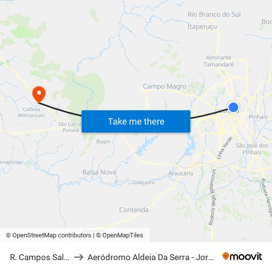 R. Campos Sales, 842 to Aeródromo Aldeia Da Serra - Jorge Luiz Stocco map