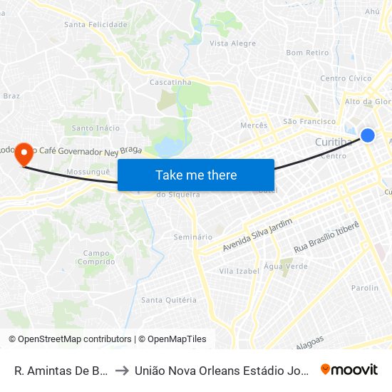 R. Amintas De Barros, 300 to União Nova Orleans Estádio José Drulla Sobrinho map