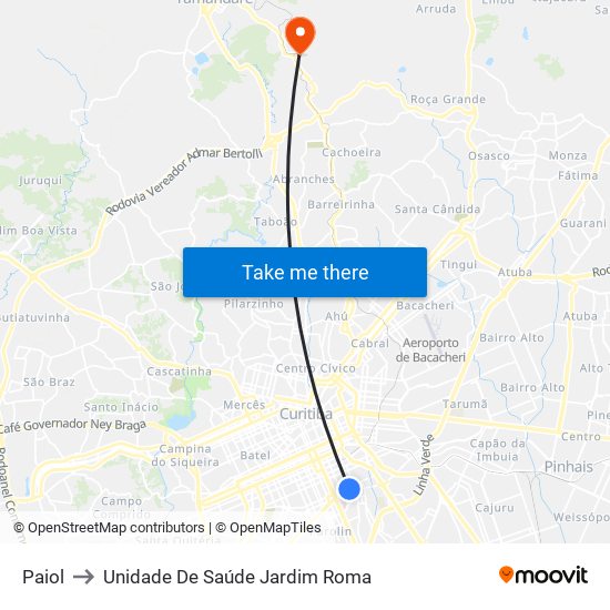 Paiol to Unidade De Saúde Jardim Roma map