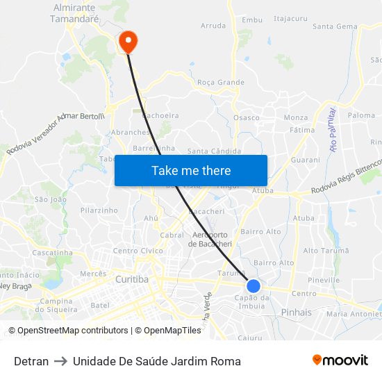 Detran to Unidade De Saúde Jardim Roma map