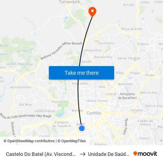 Castelo Do Batel (Av. Visconde De Guarapuava, 4610) to Unidade De Saúde Jardim Roma map