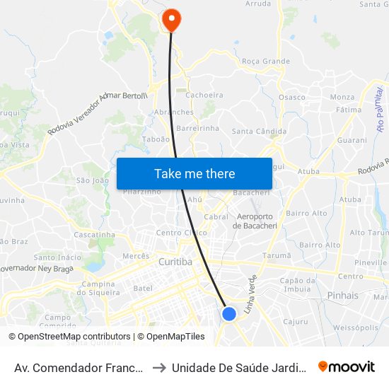 Av. Comendador Franco, 1689 to Unidade De Saúde Jardim Roma map