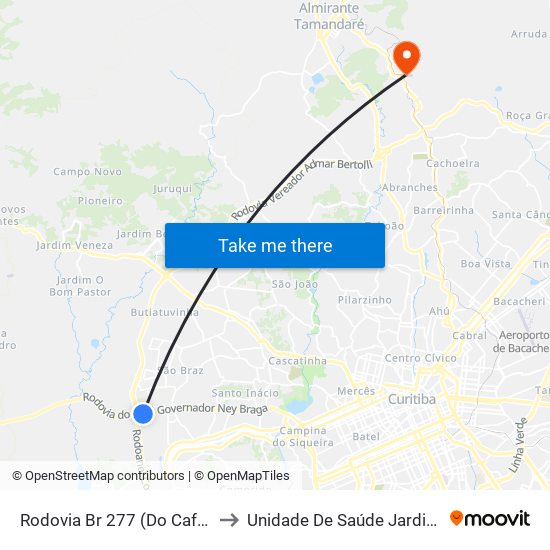 Rodovia Br 277 (Do Café), 5245 to Unidade De Saúde Jardim Roma map