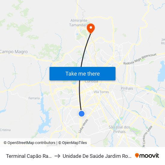 Terminal Capão Raso to Unidade De Saúde Jardim Roma map