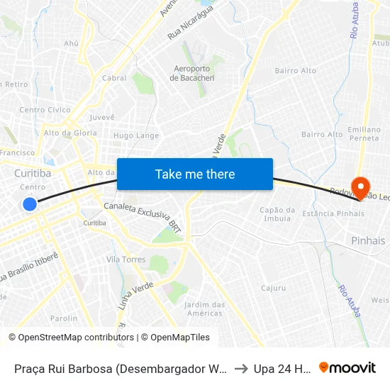 Praça Rui Barbosa (Desembargador Westphalen) to Upa 24 Horas map