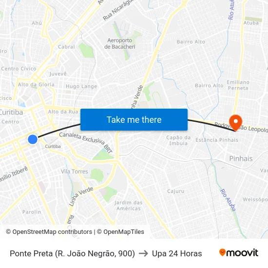 Ponte Preta (R. João Negrão, 900) to Upa 24 Horas map