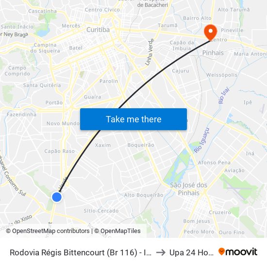 Rodovia Régis Bittencourt (Br 116)  - Ibratec to Upa 24 Horas map