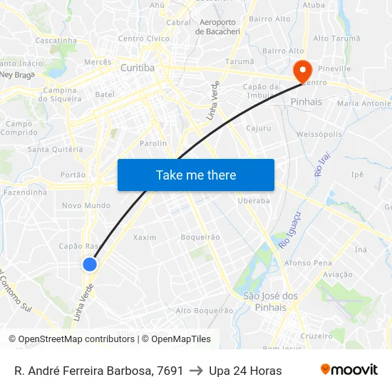 R. André Ferreira Barbosa, 7691 to Upa 24 Horas map