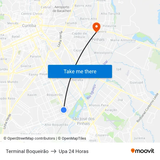 Terminal Boqueirão to Upa 24 Horas map