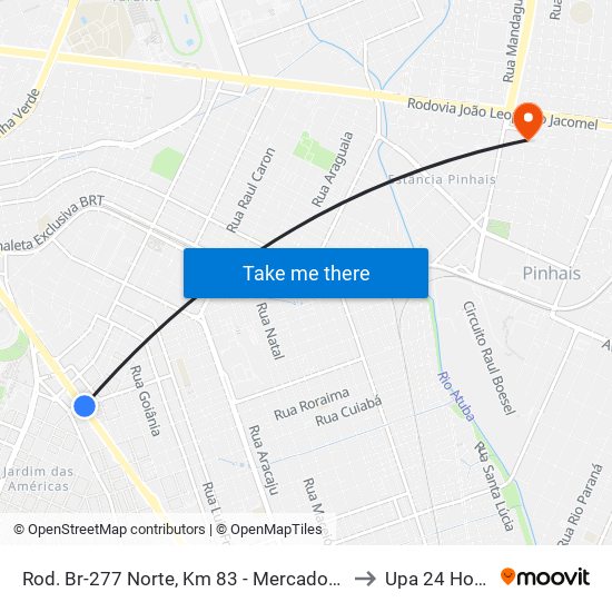 Rod. Br-277 Norte, Km 83 - Mercadorama to Upa 24 Horas map