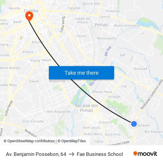 Av. Benjamin Possebon, 64 to Fae Business School map