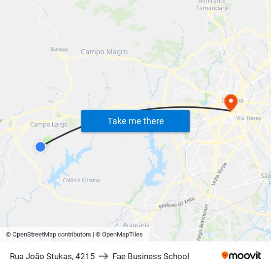 Rua João Stukas, 4215 to Fae Business School map