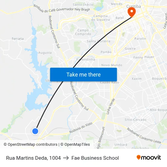 Rua Martins Deda, 1004 to Fae Business School map