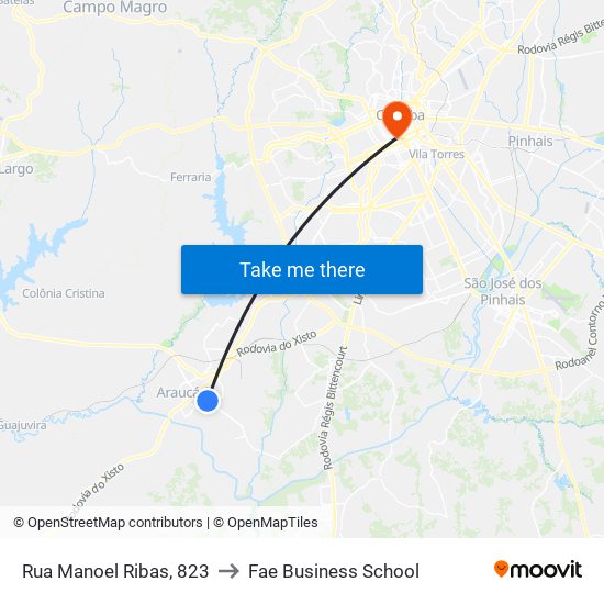 Rua Manoel Ribas, 823 to Fae Business School map