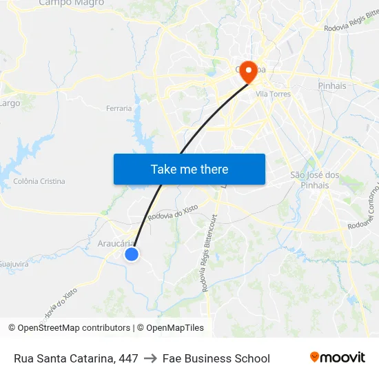 Rua Santa Catarina, 447 to Fae Business School map
