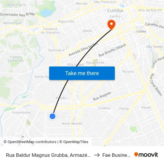 Rua Baldur Magnus Grubba, Armazém Da Família Uberlândia to Fae Business School map