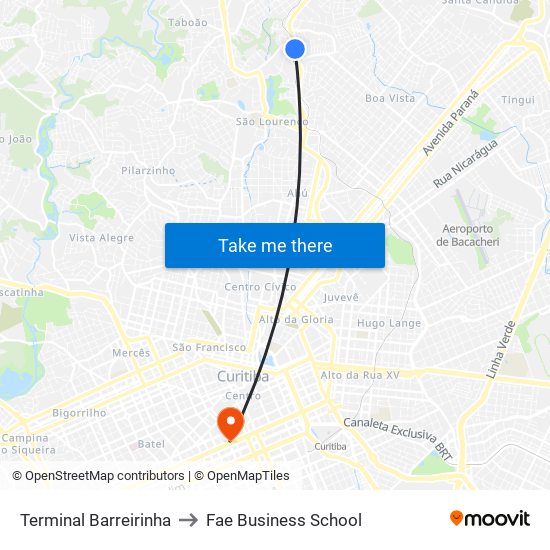 Terminal Barreirinha to Fae Business School map